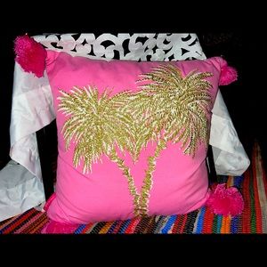 Lilly Pulitzer Palm Beach Season Pillow pink fringes rare